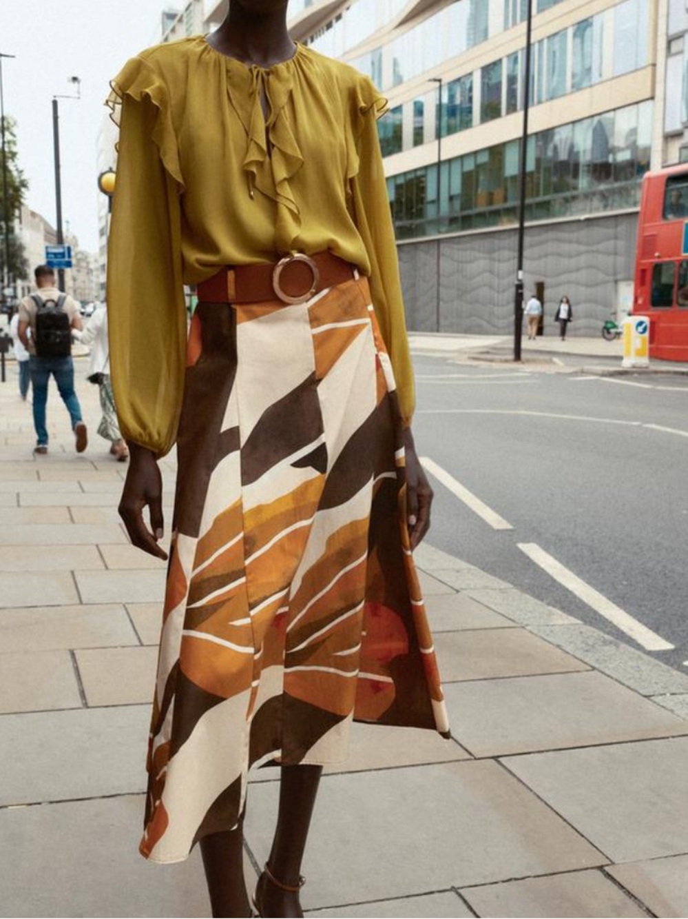 Zara NWT printed midi skirt with belt 5029/171